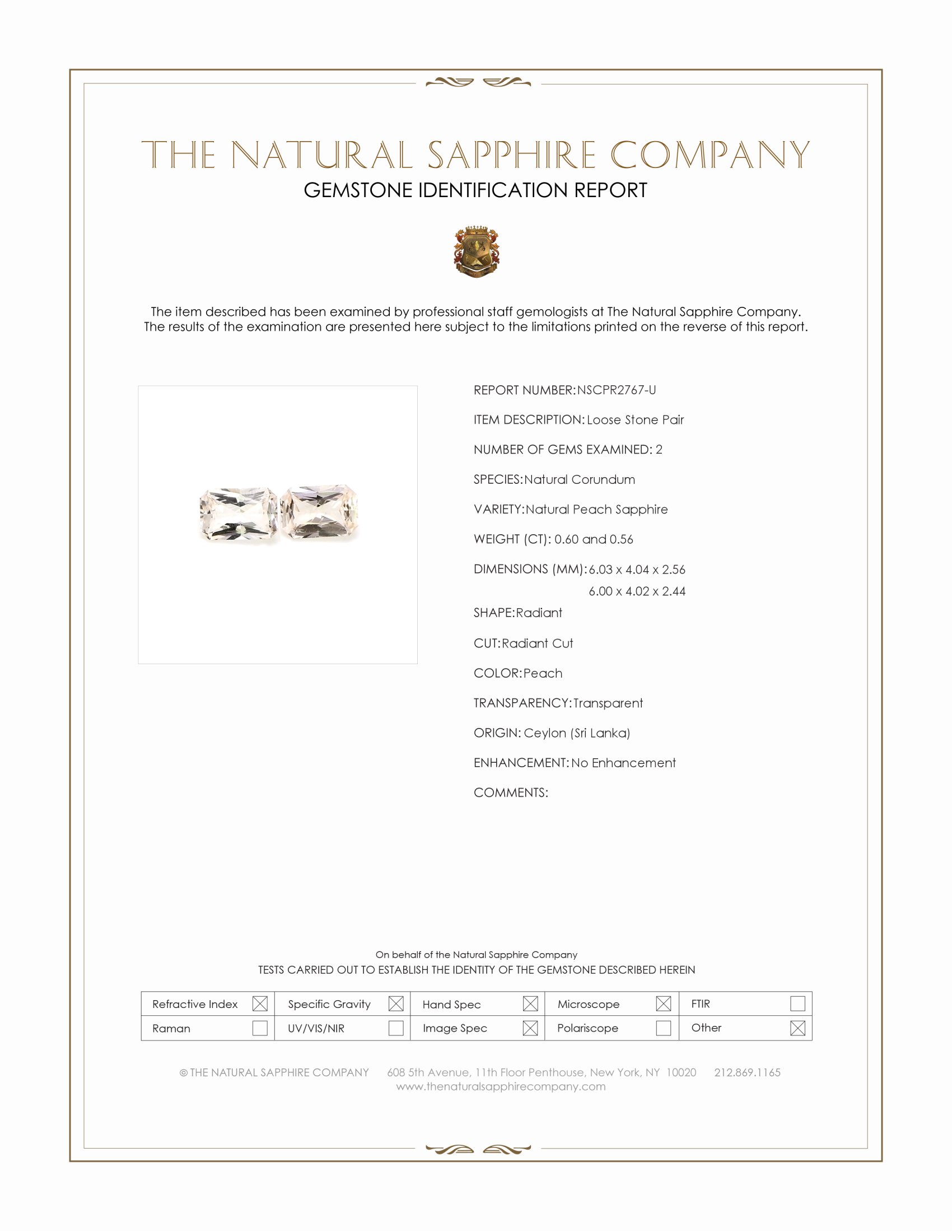 1.16 Ct.Tw. Peach Sapphire Pair from Ceylon (Sri Lanka)