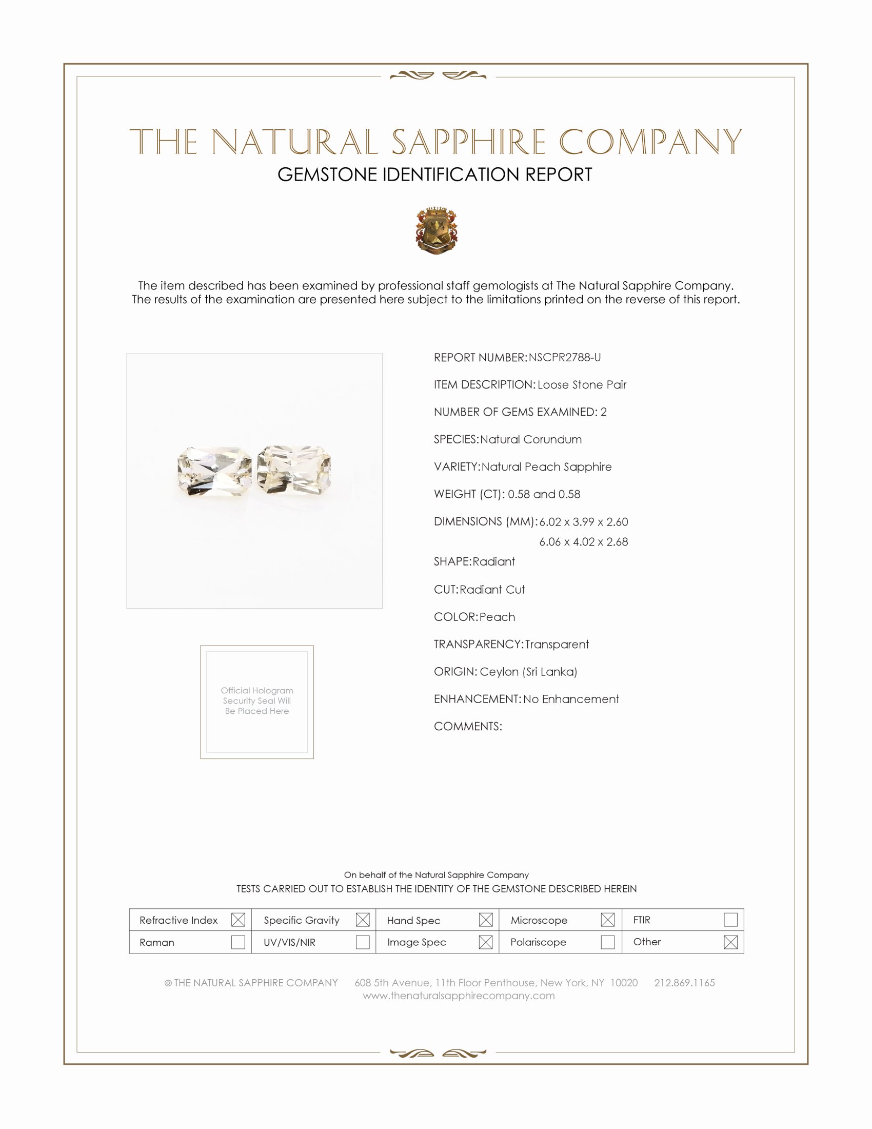 1.16 Ct.Tw. Peach Sapphire Pair from Ceylon (Sri Lanka)