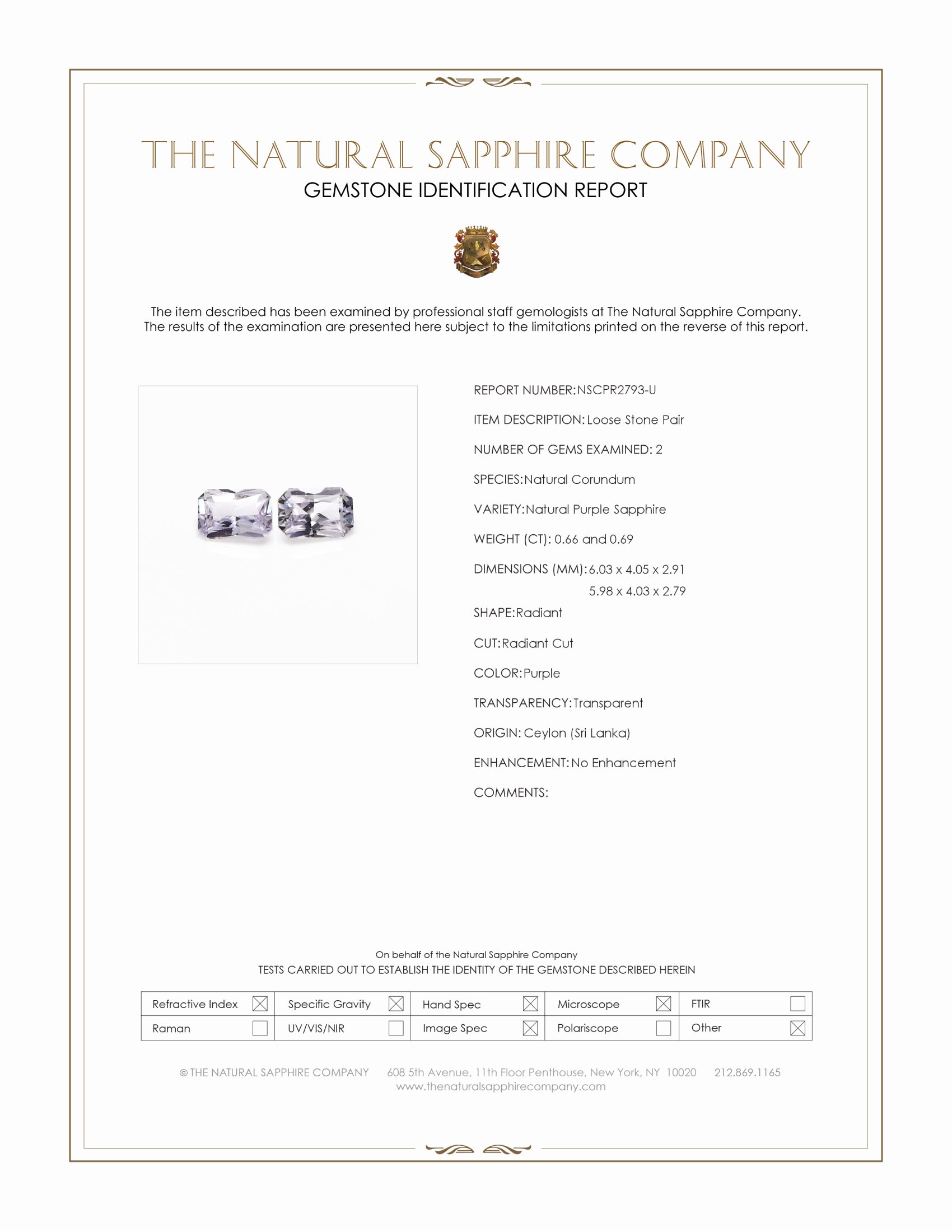 1.35 Ct.Tw. Purple Sapphire Pair from Ceylon (Sri Lanka)