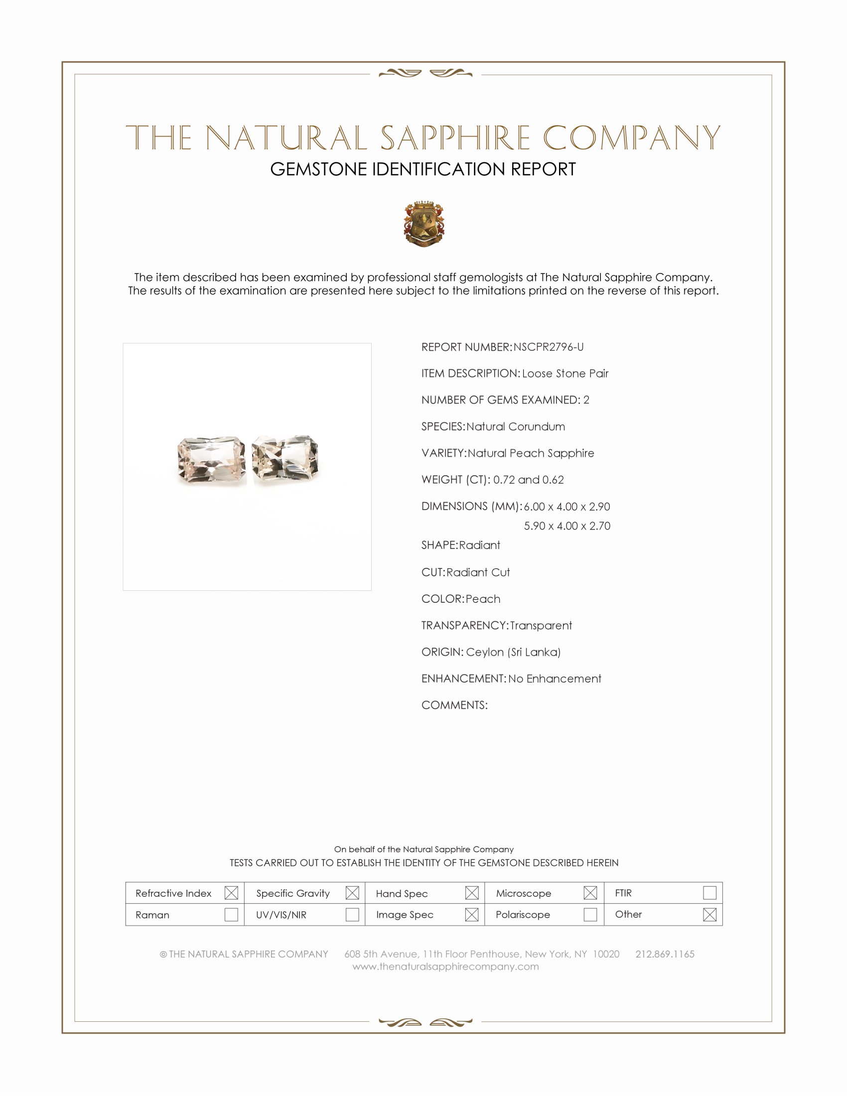 1.34 Ct.Tw. Peach Sapphire Pair from Ceylon (Sri Lanka)