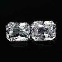 8.24 Ct.Tw.Total Carat Weight White Sapphire Pair from Ceylon (Sri Lanka) Video