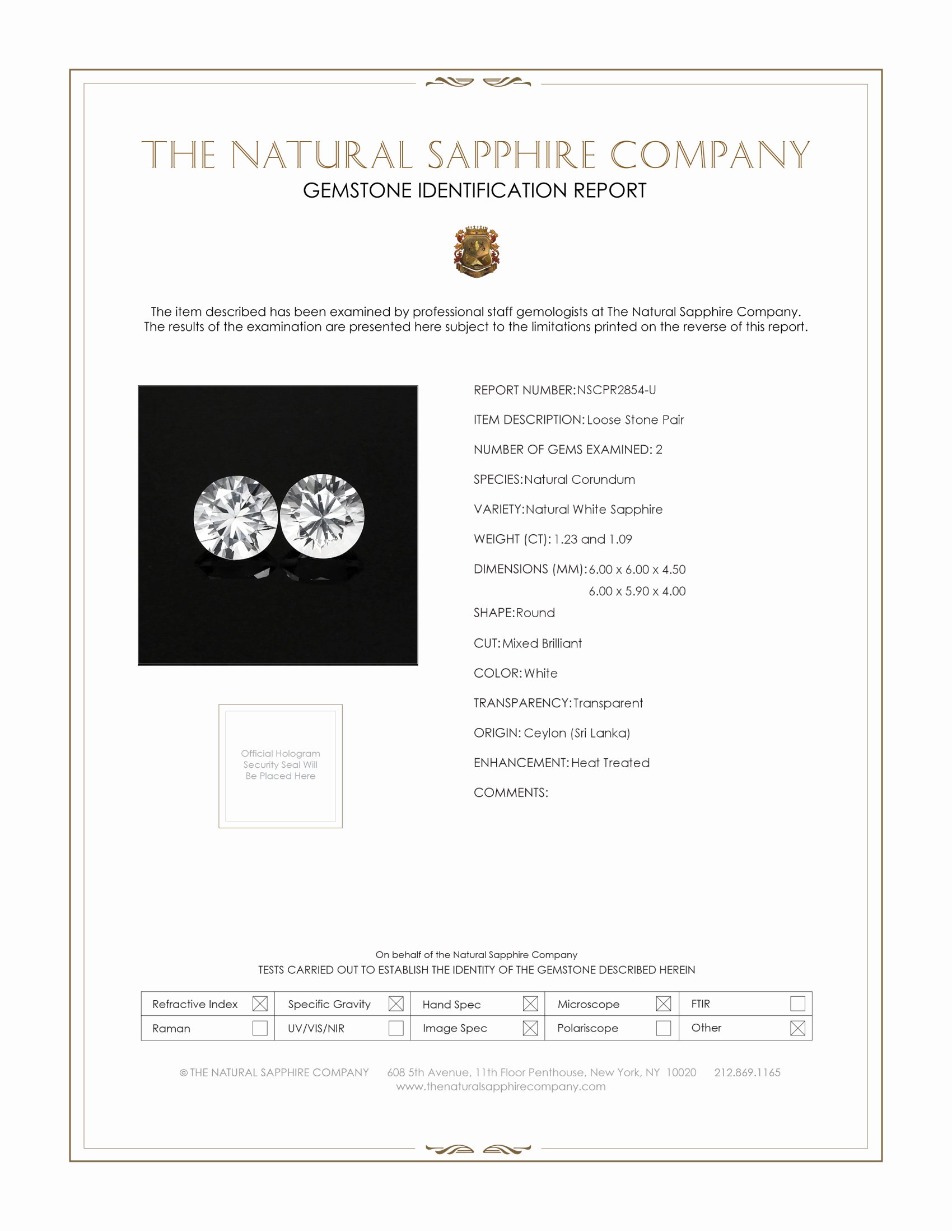 2.32 Ct.Tw. White Sapphire Pair from Ceylon (Sri Lanka)