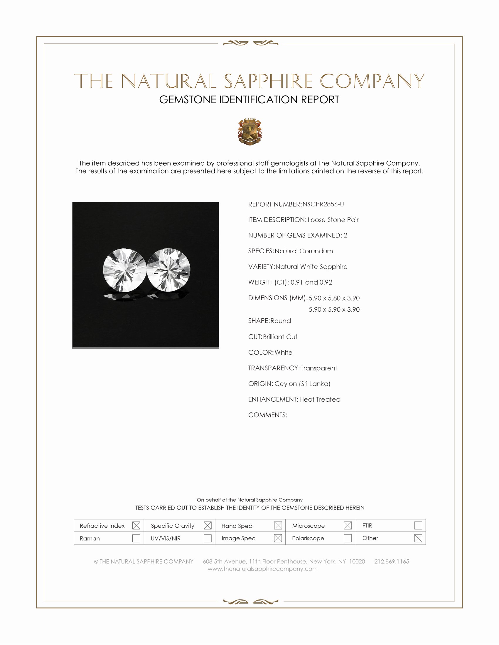 1.83 Ct.Tw. White Sapphire Pair from Ceylon (Sri Lanka)