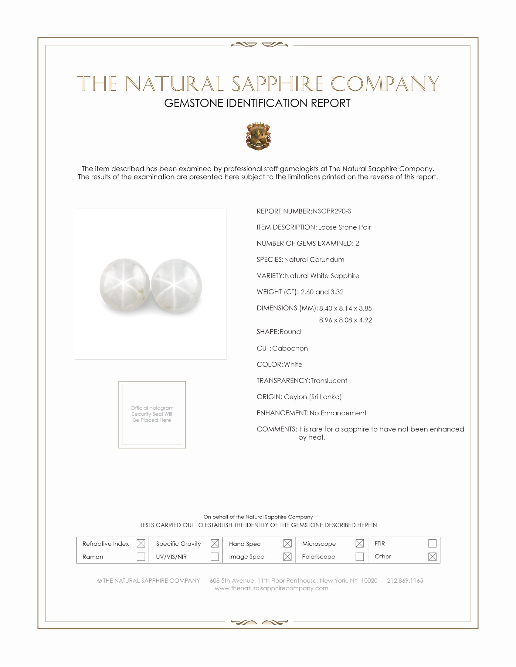 5.92 Ct.Tw. White Star Sapphire Pair from Ceylon (Sri Lanka)