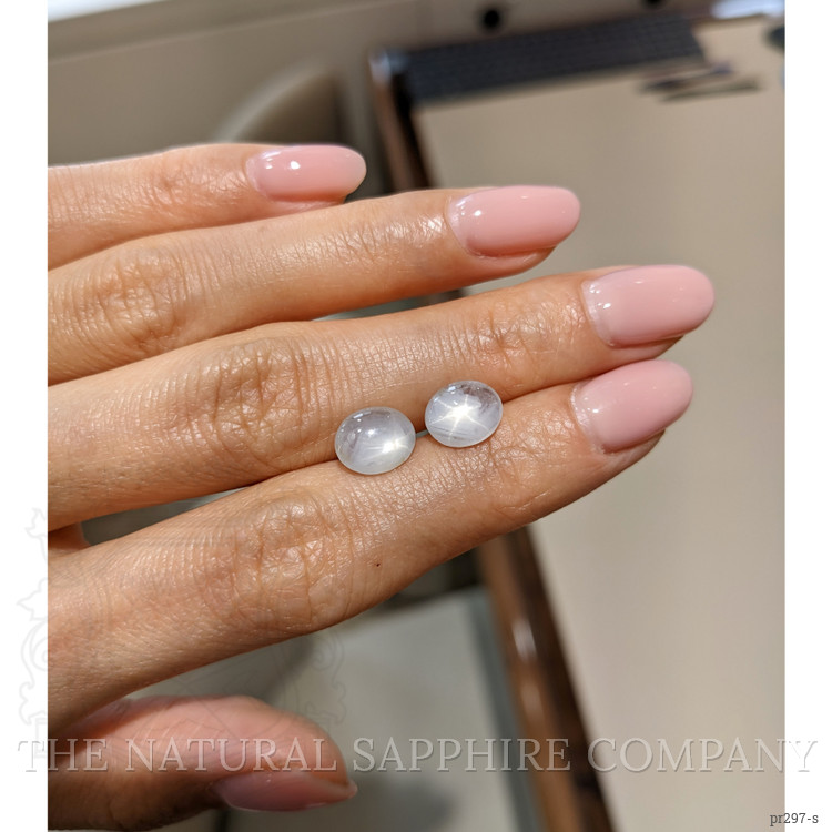 5.56 Ct.Tw. White Star Sapphire Pair from Ceylon (Sri Lanka)