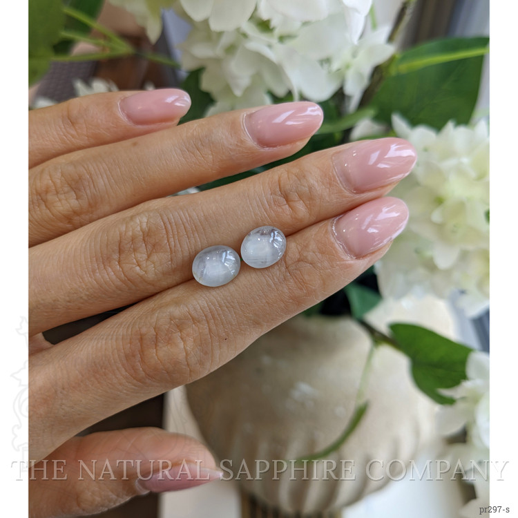 5.56 Ct.Tw. White Star Sapphire Pair from Ceylon (Sri Lanka)