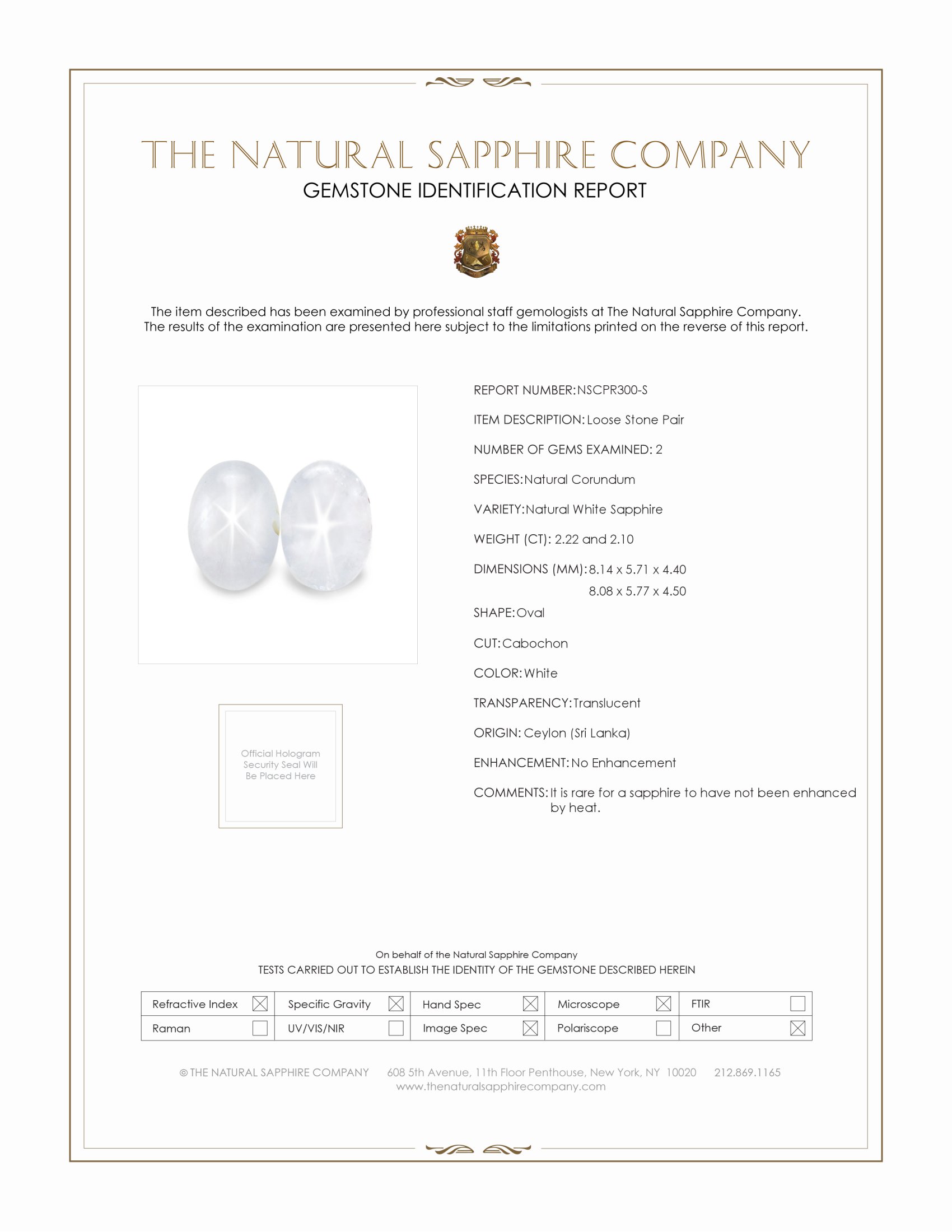 4.32 Ct.Tw. White Star Sapphire Pair from Ceylon (Sri Lanka)