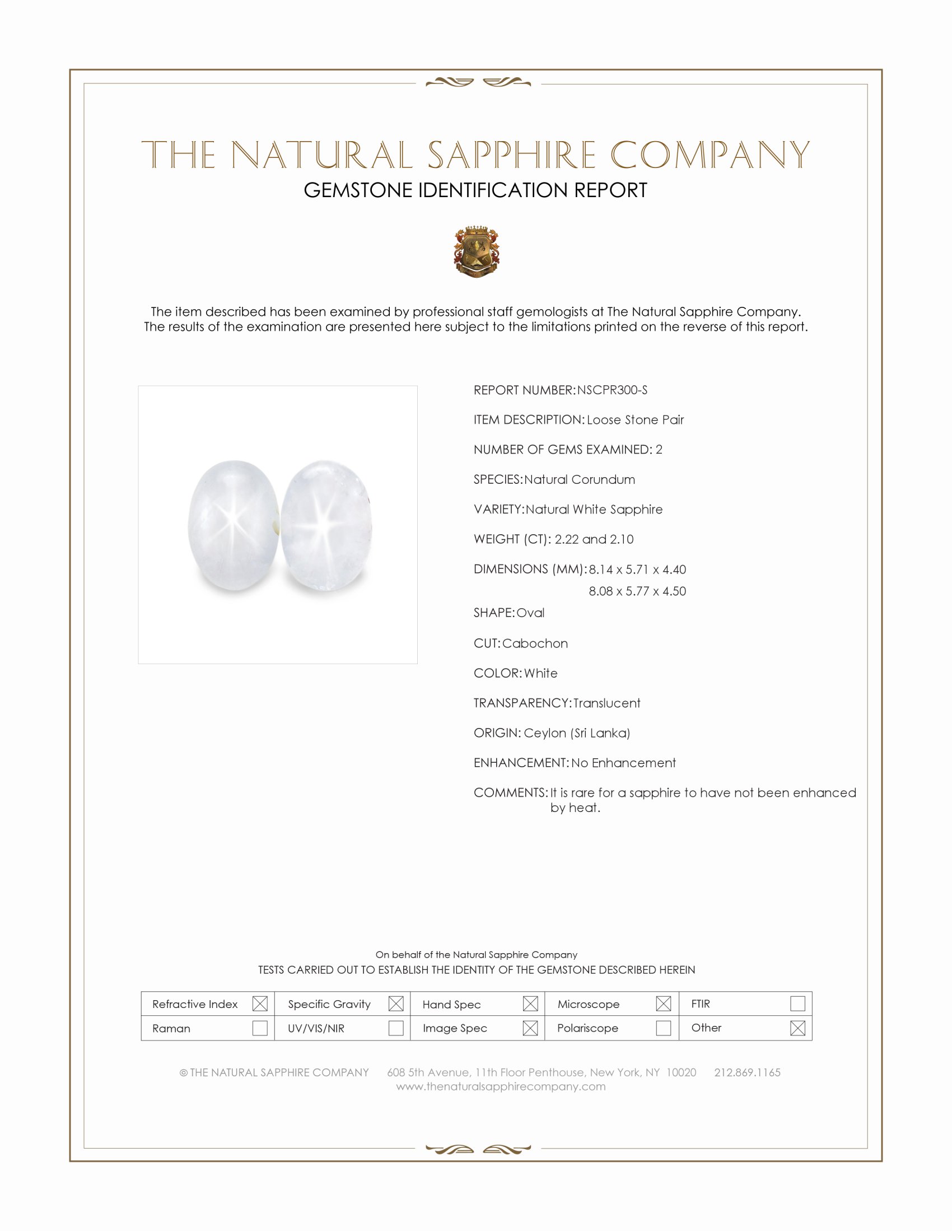 4.32 Ct.Tw. White Star Sapphire Pair from Ceylon (Sri Lanka)