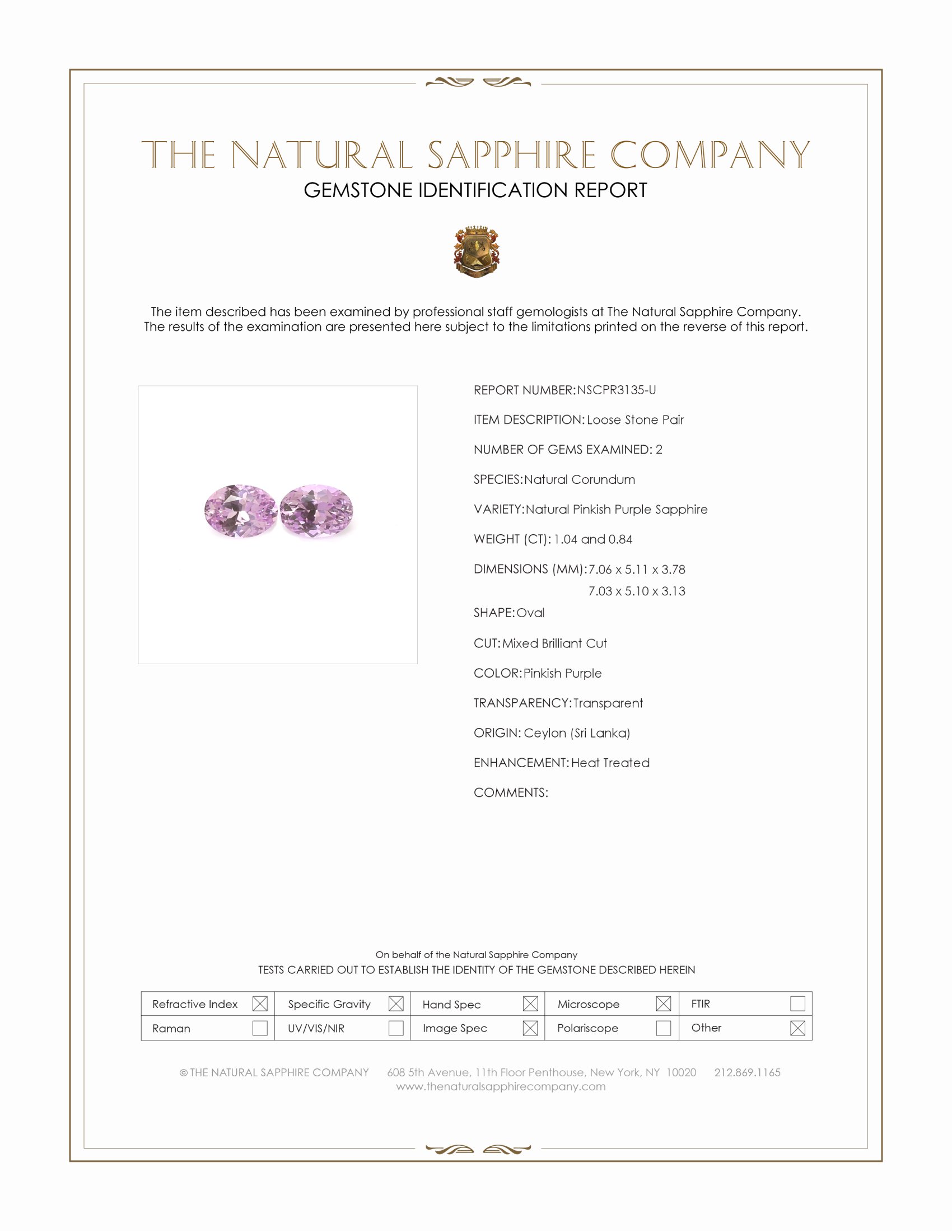 1.88 Ct.Tw. Pinkish Purple Sapphire Pair from Ceylon (Sri Lanka)