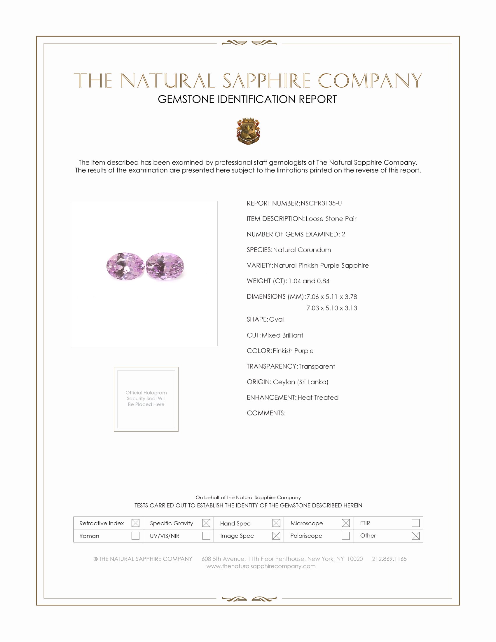 1.88 Ct.Tw. Pinkish Purple Sapphire Pair from Ceylon (Sri Lanka)