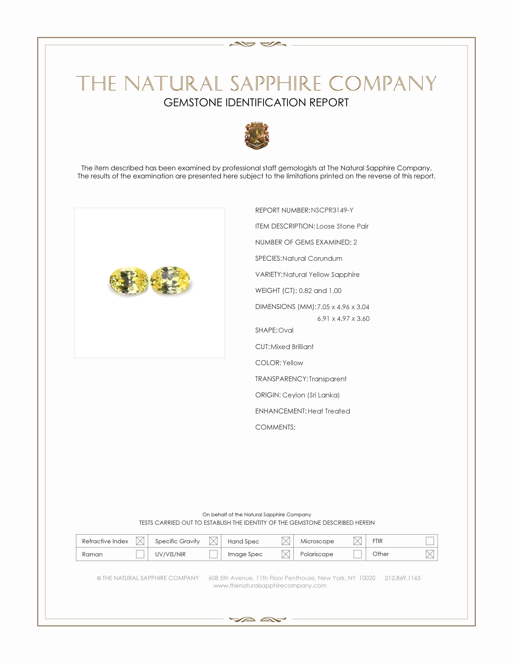 1.82 Ct.Tw. Yellow Sapphire Pair from Ceylon (Sri Lanka)