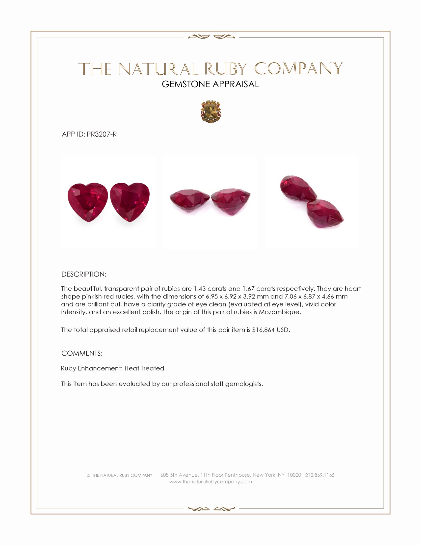 3.10 Ct.Tw. Pinkish Red Ruby Pair from Mozambique