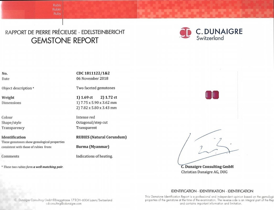 3.41 Ct.Tw. Ruby Pair from Burma (Myanmar)