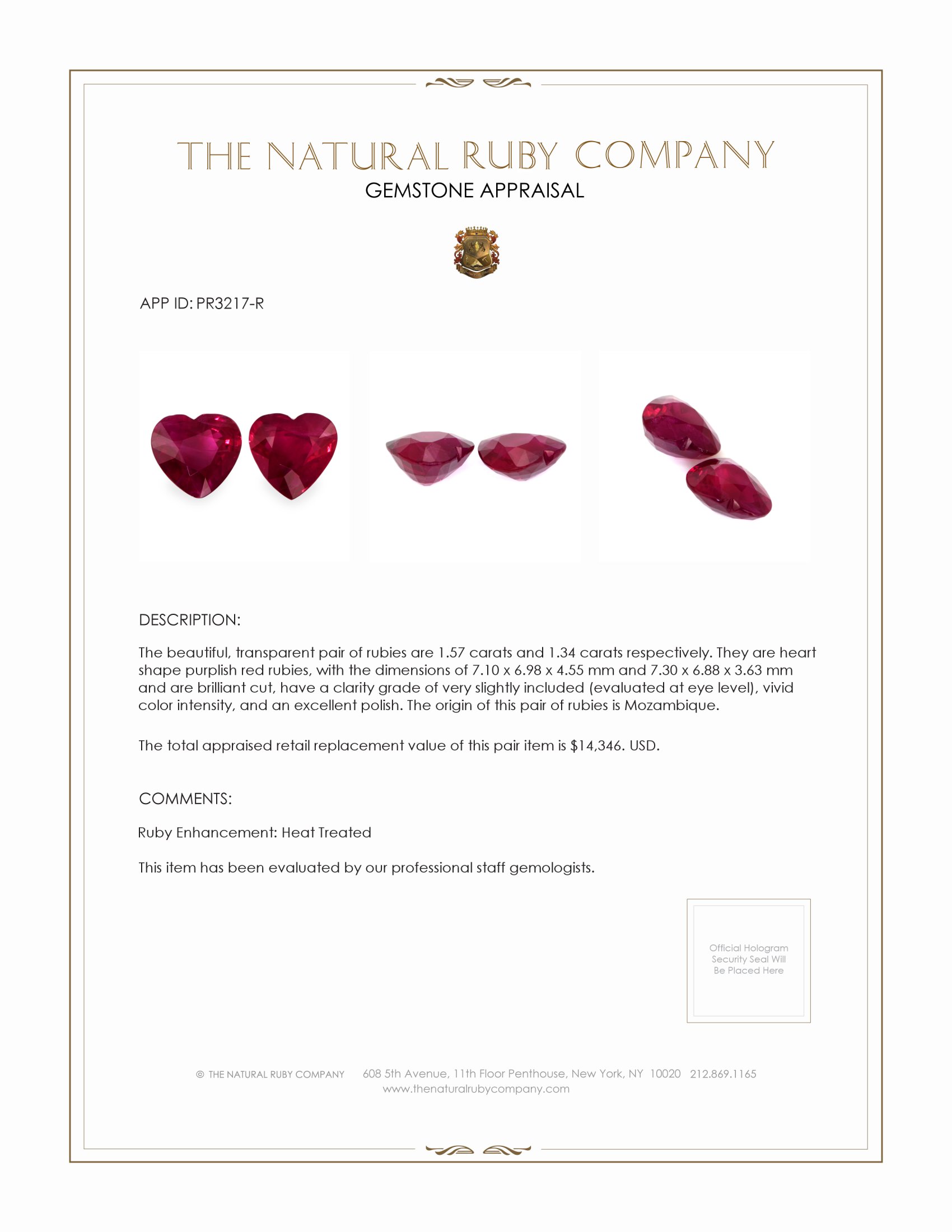 2.91 Ct.Tw. Ruby Pair from Mozambique