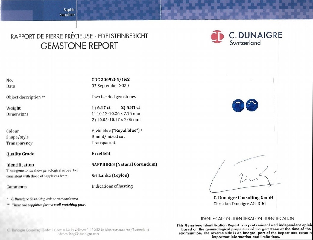 11.98 Ct.Tw. Blue Sapphire Pair from Ceylon (Sri Lanka)