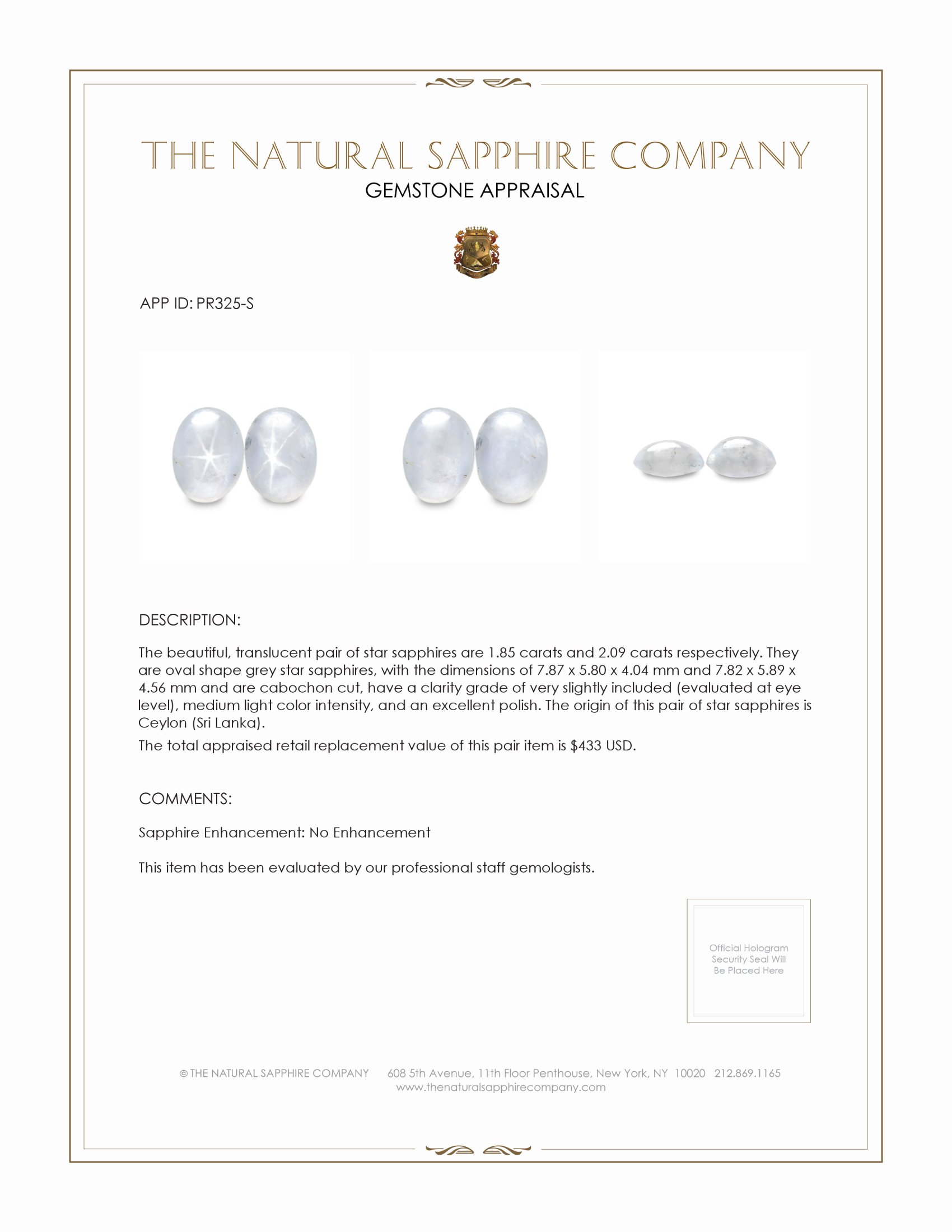 3.94 Ct.Tw. Grey Star Sapphire Pair from Ceylon (Sri Lanka)