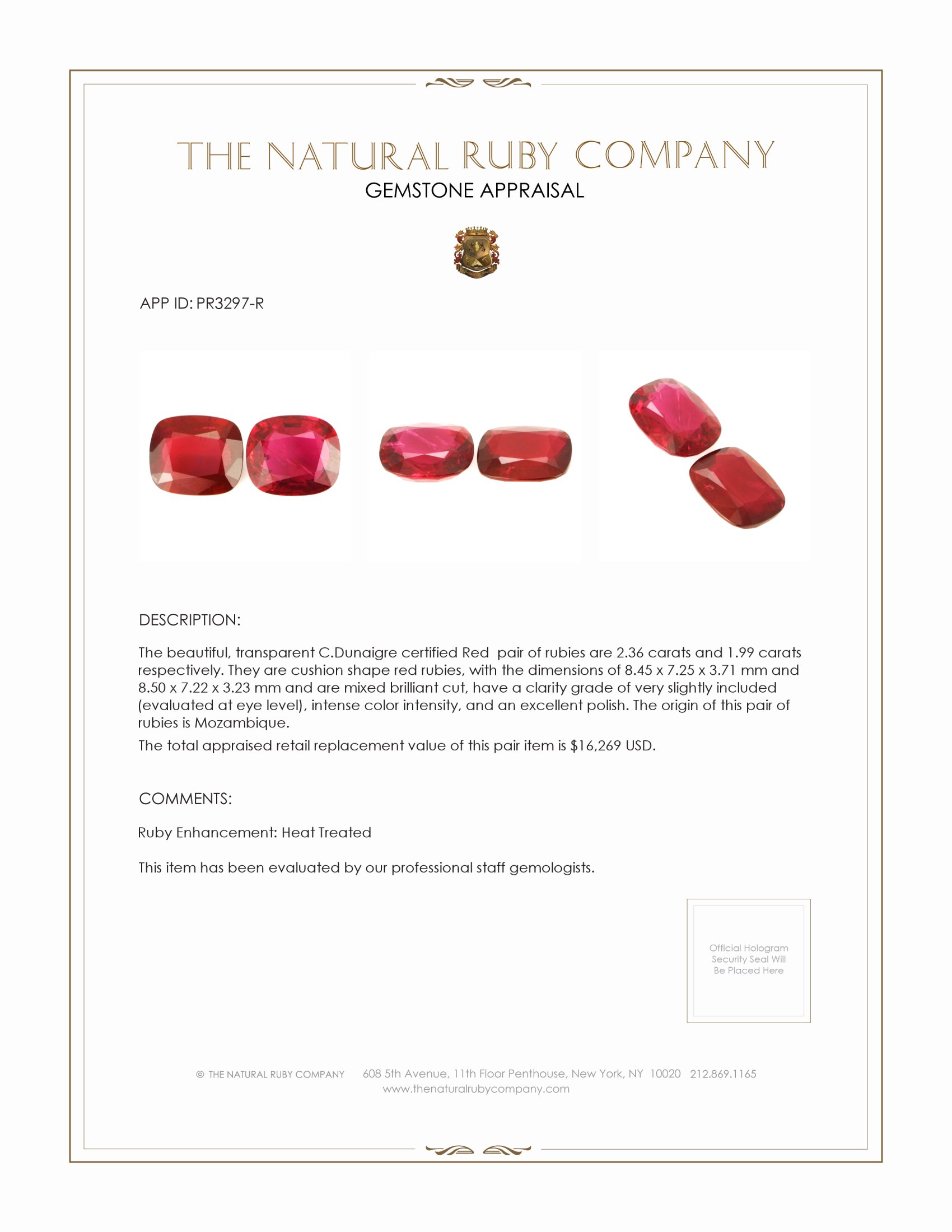 4.35 Ct.Tw. Ruby Pair from Mozambique