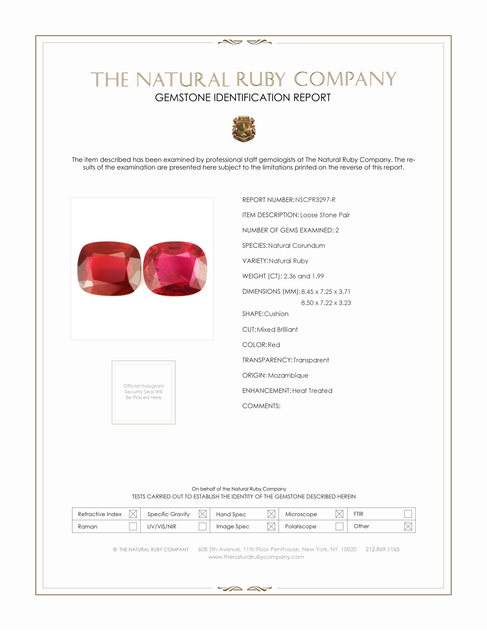 4.35 Ct.Tw. Ruby Pair from Mozambique