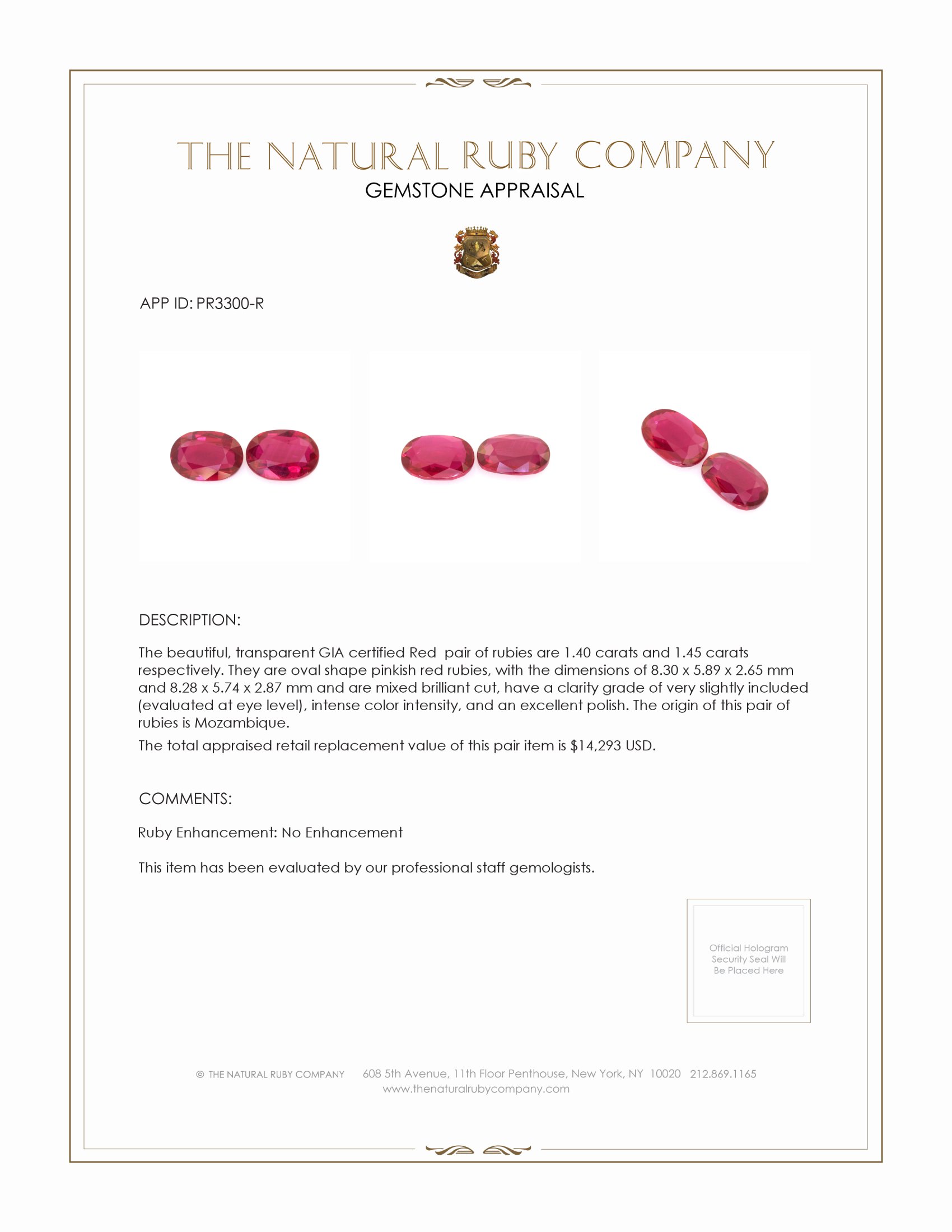 2.85 Ct.Tw. Ruby Pair from Mozambique