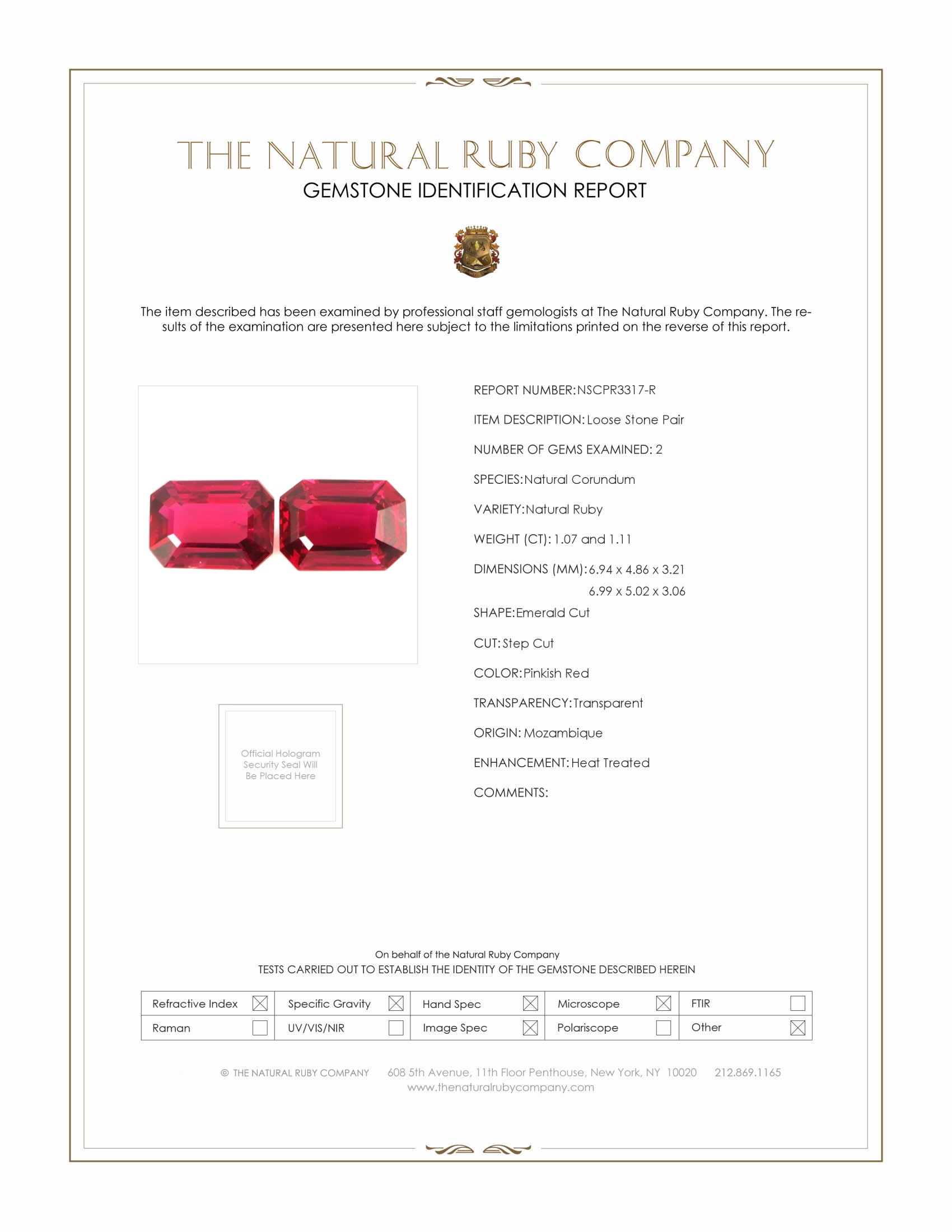 2.18 Ct.Tw. Ruby Pair from Mozambique