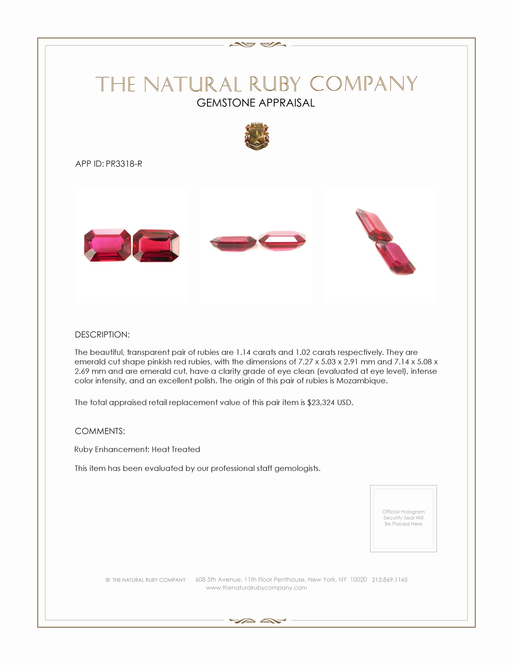 2.16 Ct.Tw. Ruby Pair from Mozambique