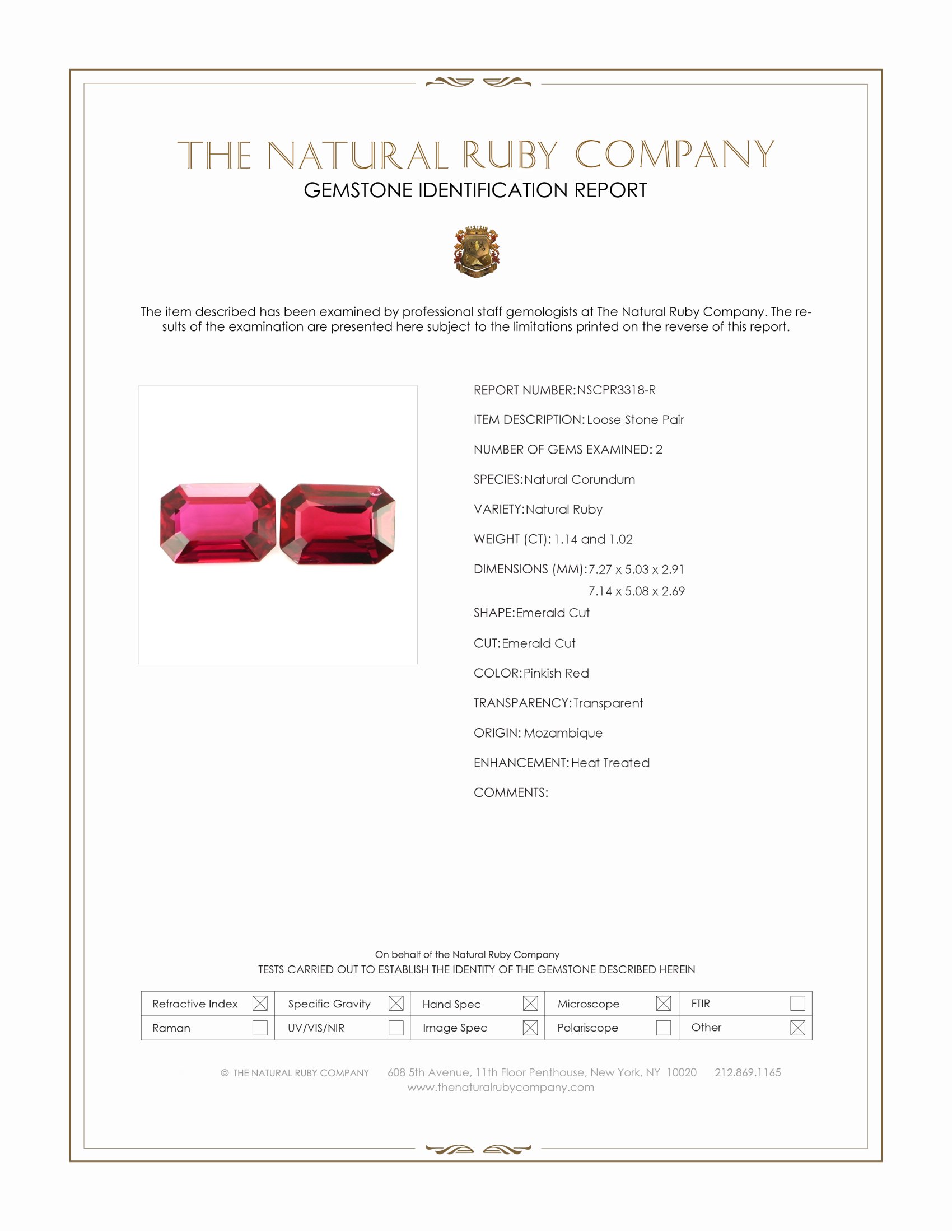 2.16 Ct.Tw. Pinkish Red Ruby Pair from Mozambique