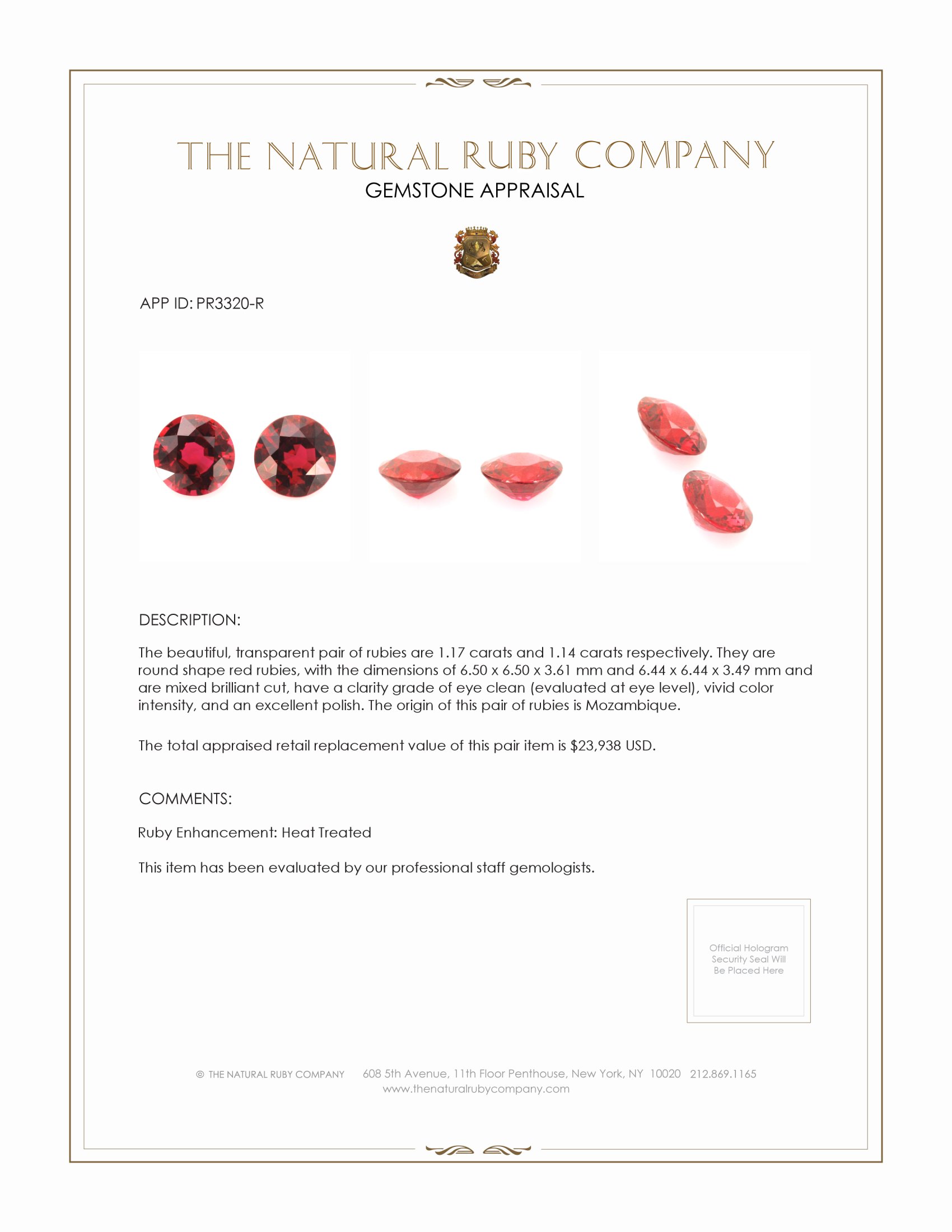 2.31 Ct.Tw. Ruby Pair from Mozambique