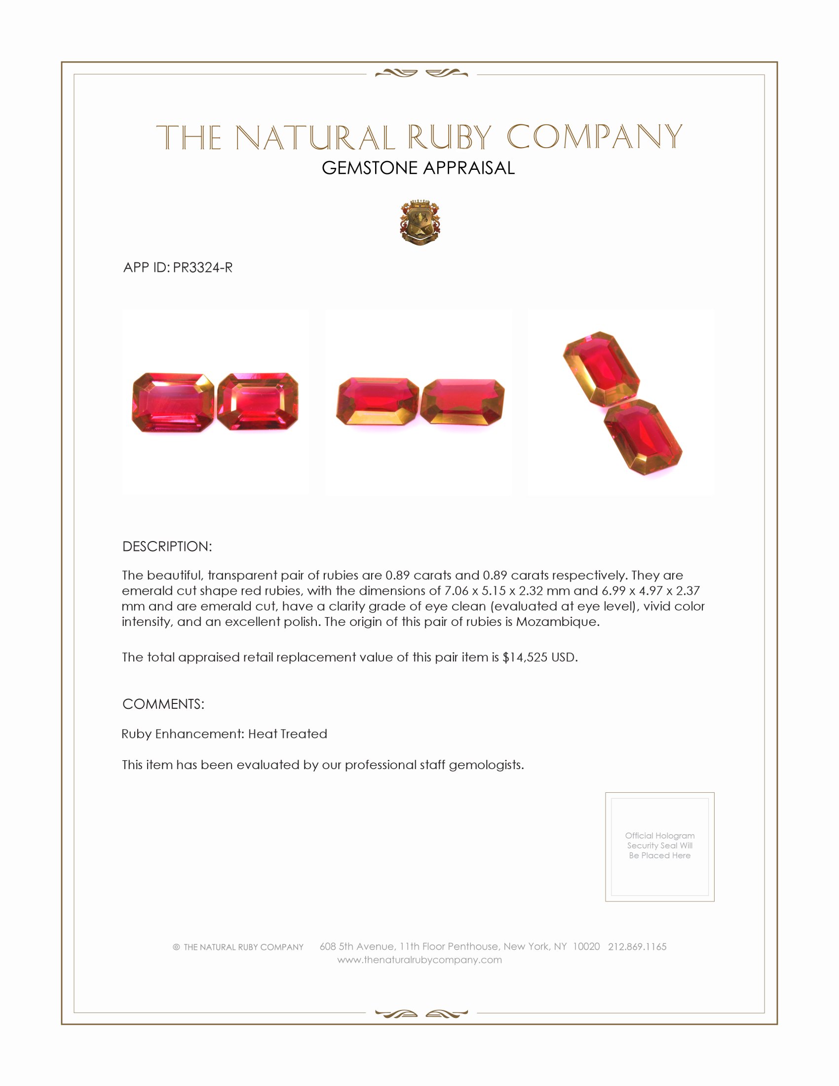 1.78 Ct.Tw. Ruby Pair from Mozambique