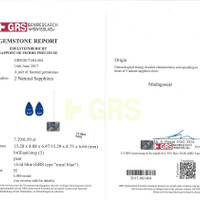 13.88&nbsp;Ct.Tw.Total Carat Weight Blue Sapphire Pair from Madagascar Scan Report
