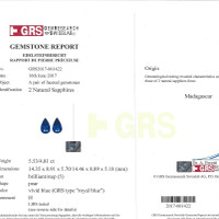 10.34&nbsp;Ct.Tw.Total Carat Weight Blue Sapphire Pair from Madagascar Scan Report