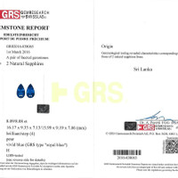 16.17 Ct.Tw.Total Carat Weight Blue Sapphire Pair from Ceylon (Sri Lanka) Scan Report