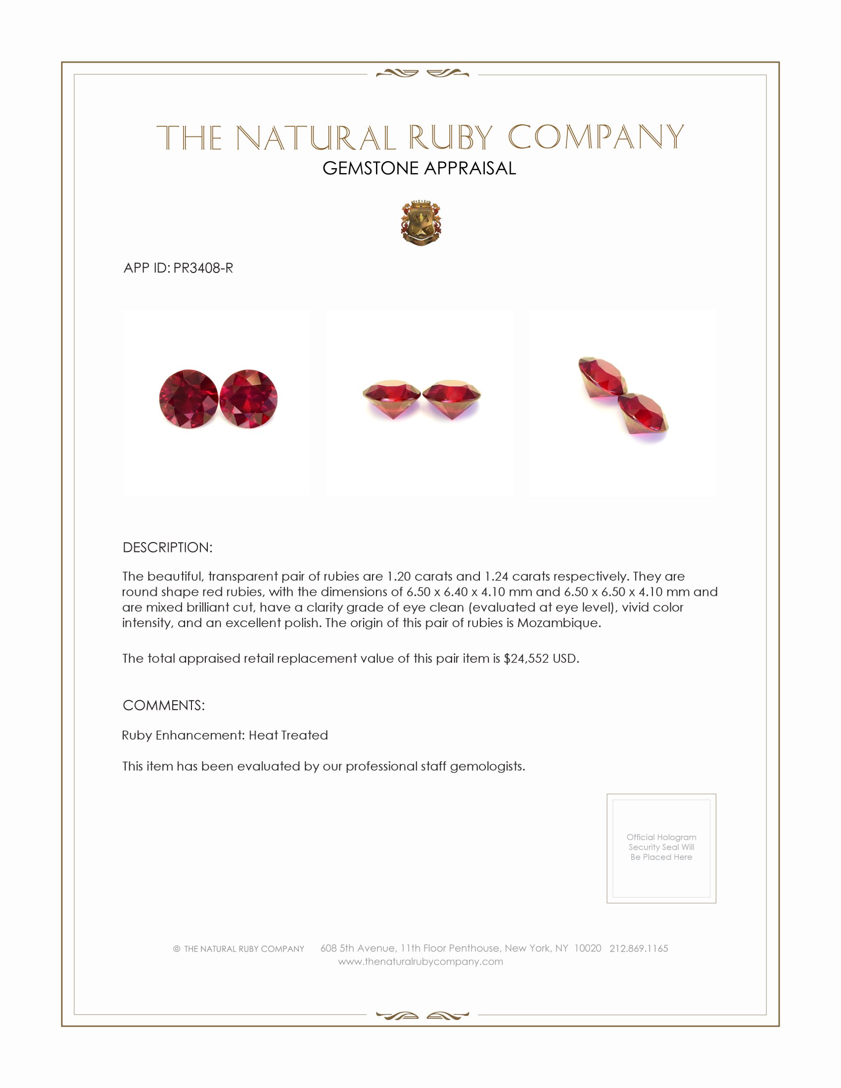 2.44 Ct.Tw. Ruby Pair from Mozambique