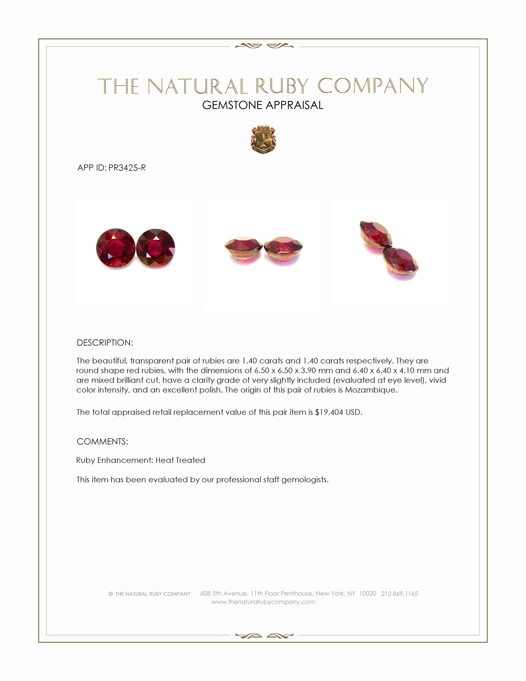 2.80 Ct.Tw. Ruby Pair from Mozambique