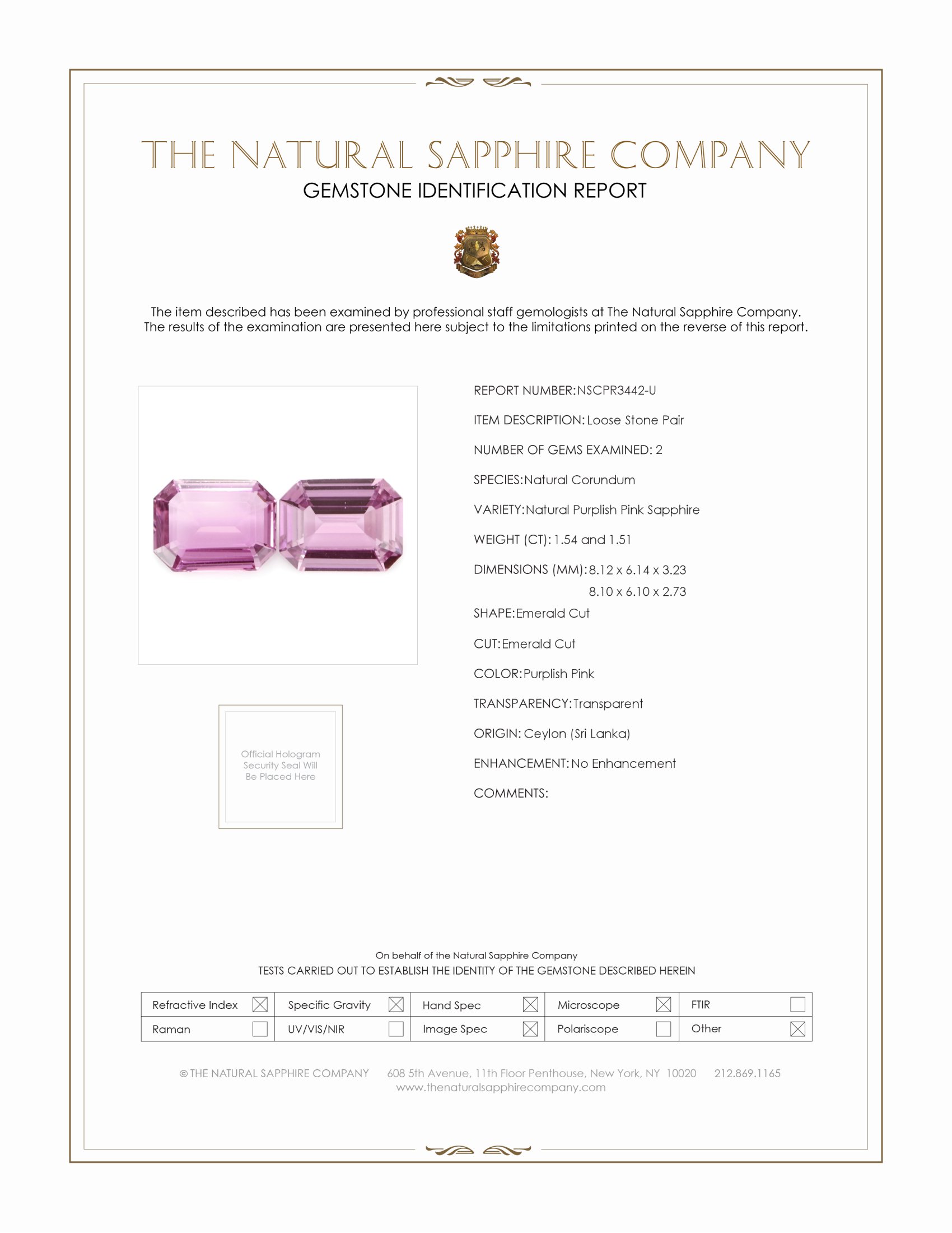 3.05 Ct.Tw. Purplish Pink Sapphire Pair from Ceylon (Sri Lanka)