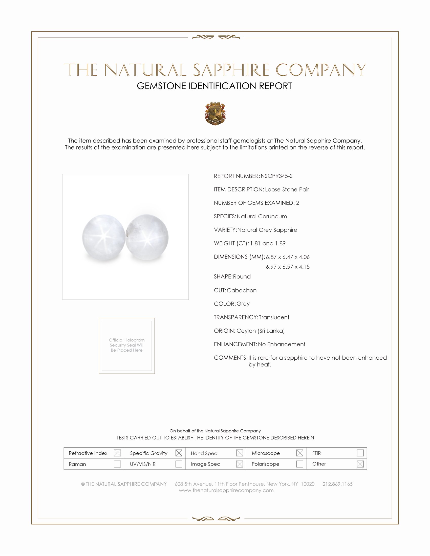 3.70 Ct.Tw. Grey Star Sapphire Pair from Ceylon (Sri Lanka)