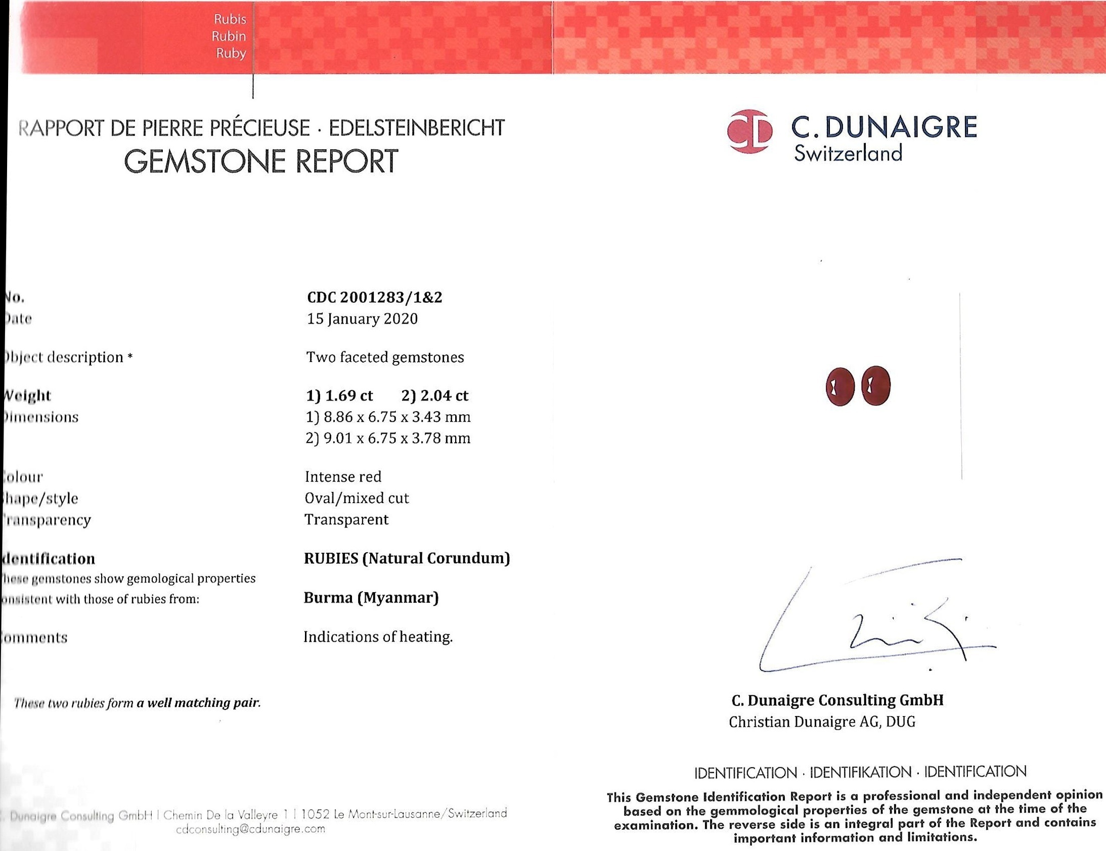 3.73 Ct.Tw. Ruby Pair from Burma (Myanmar)