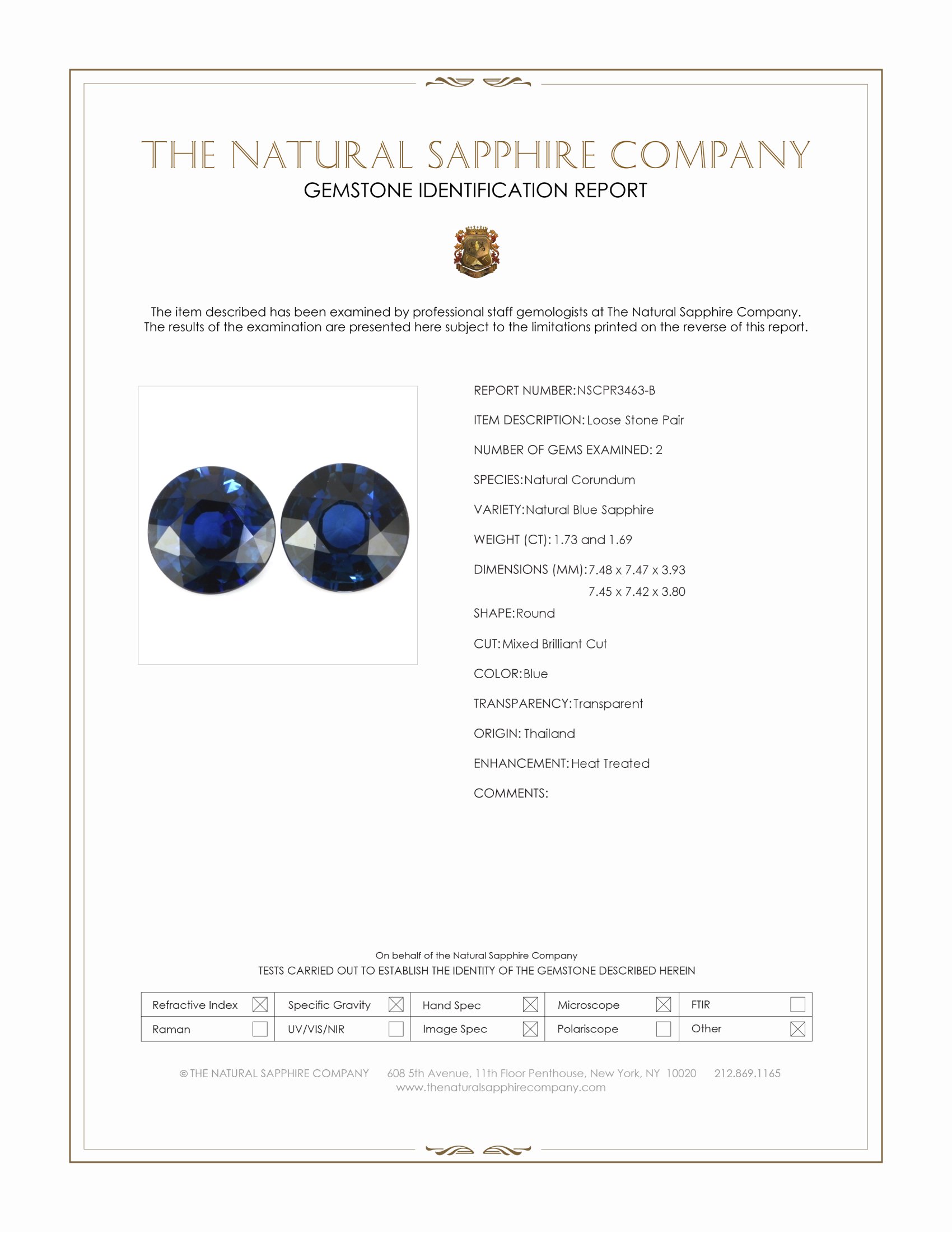3.42 Ct.Tw. Blue Sapphire Pair from Thailand