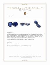 2.75 Ct.Tw.Total Carat Weight Blue Sapphire Pair from Thailand Appraisal