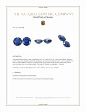 2.68 Ct.Tw.Total Carat Weight Blue Sapphire Pair from Thailand Appraisal