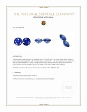 2.68&nbsp;Ct.Tw.Total Carat Weight Blue Sapphire Pair from Thailand Appraisal