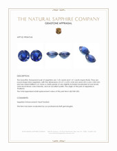 2.86 Ct.Tw.Total Carat Weight Blue Sapphire Pair from Thailand Appraisal