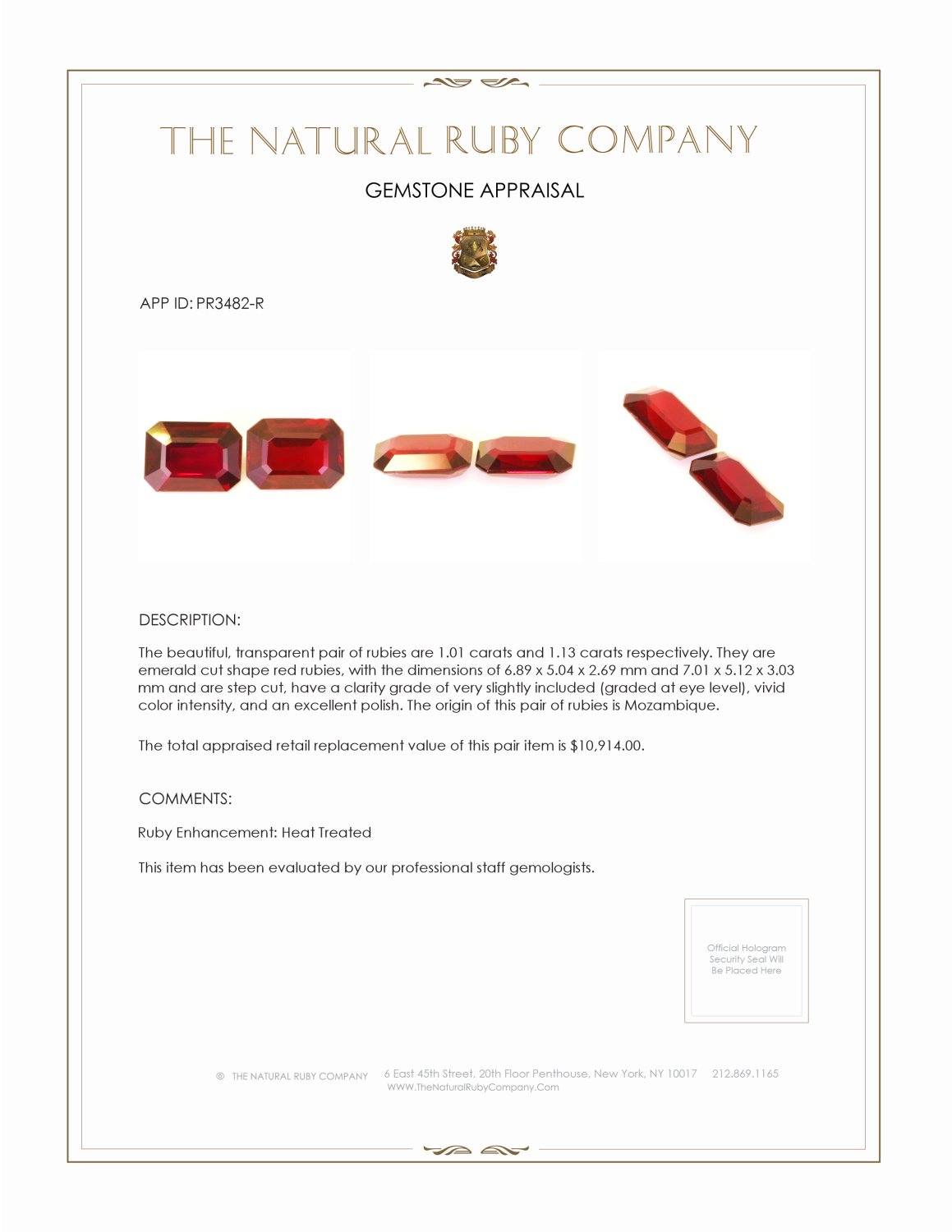 2.14 Ct.Tw. Ruby Pair from Mozambique