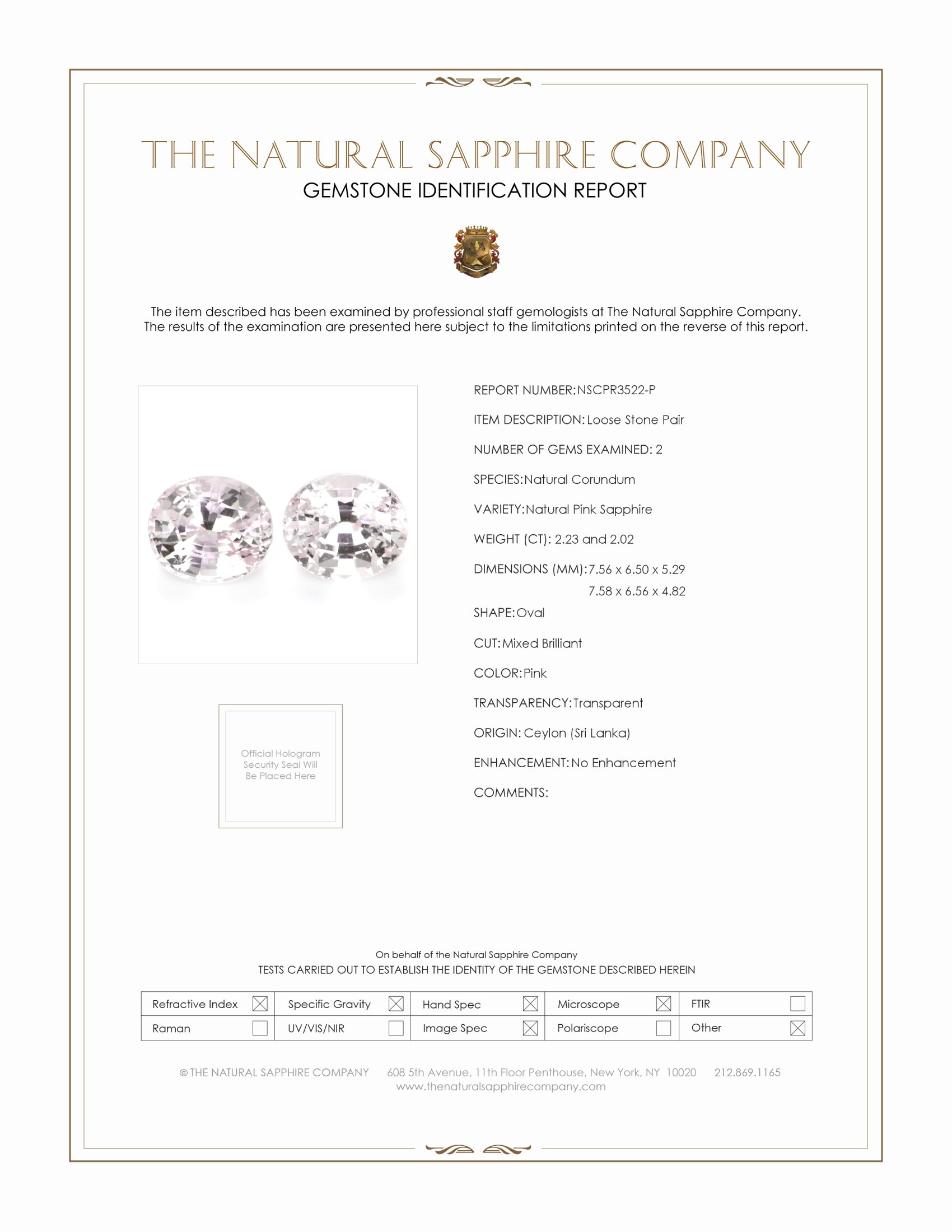 4.25 Ct.Tw. Pink Sapphire Pair from Ceylon (Sri Lanka)