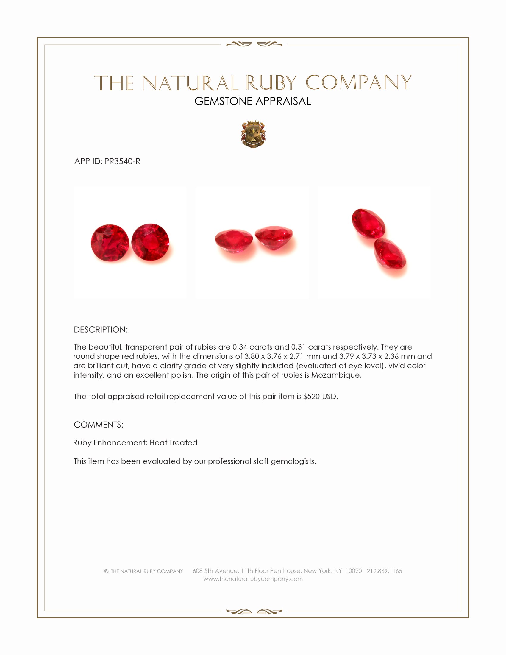 0.65 Ct.Tw. Ruby Pair from Mozambique