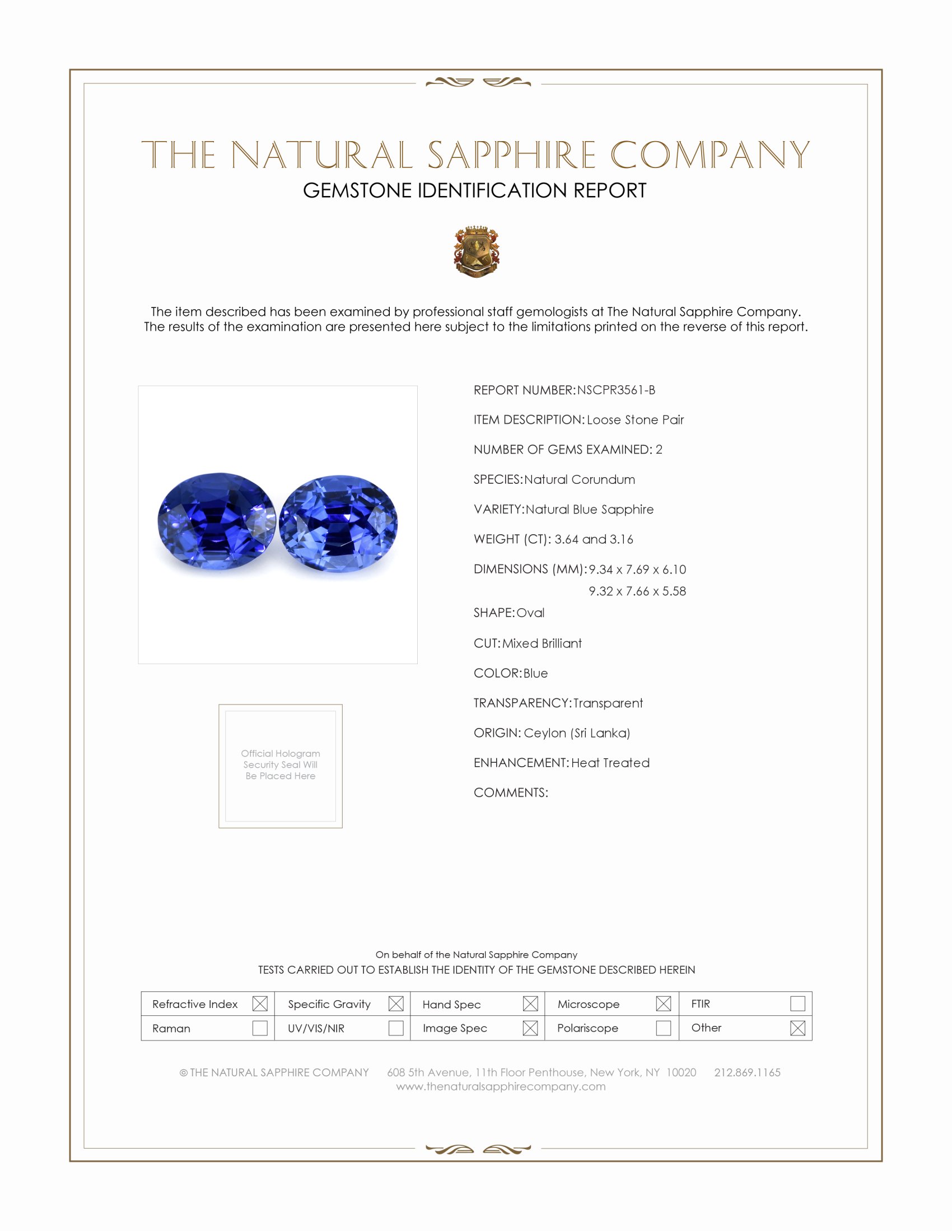 6.80 Ct.Tw. Blue Sapphire Pair from Ceylon (Sri Lanka)