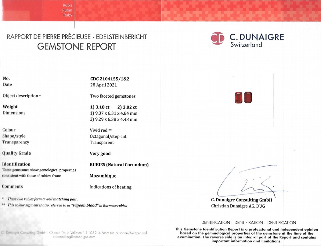 6.20 Ct.Tw. Ruby Pair from Mozambique