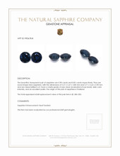 1.80 Ct.Tw.Total Carat Weight Blue Sapphire Pair from Thailand Appraisal