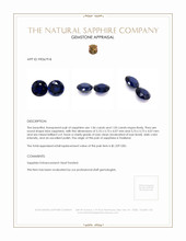 2.11 Ct.Tw.Total Carat Weight Blue Sapphire Pair from Thailand Appraisal