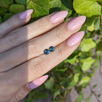0.86 Ct.Tw.Total Carat Weight Bluish Green Sapphire Pair from Madagascar Life Style