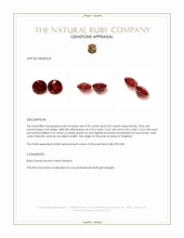 1.25 Ct.Tw.Total Carat Weight Ruby Pair from Thailand Appraisal